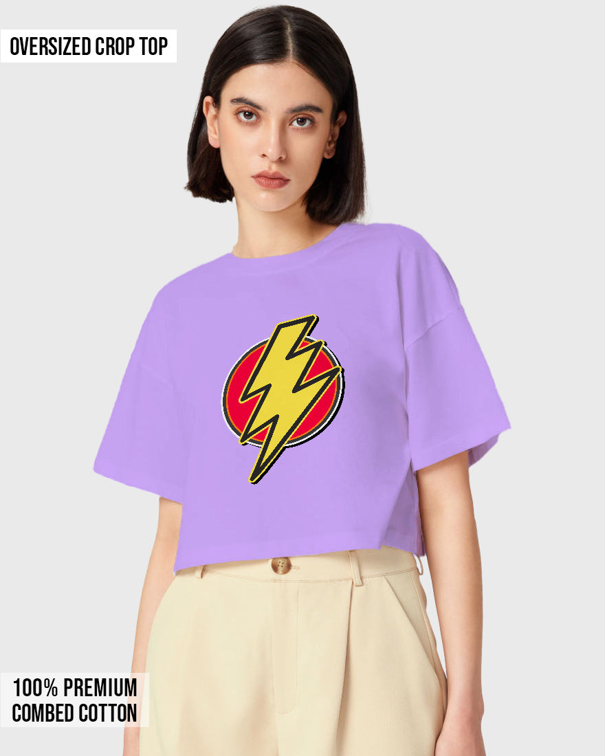 Womens Oversized Cropped TShirt Movies Flash Logo2