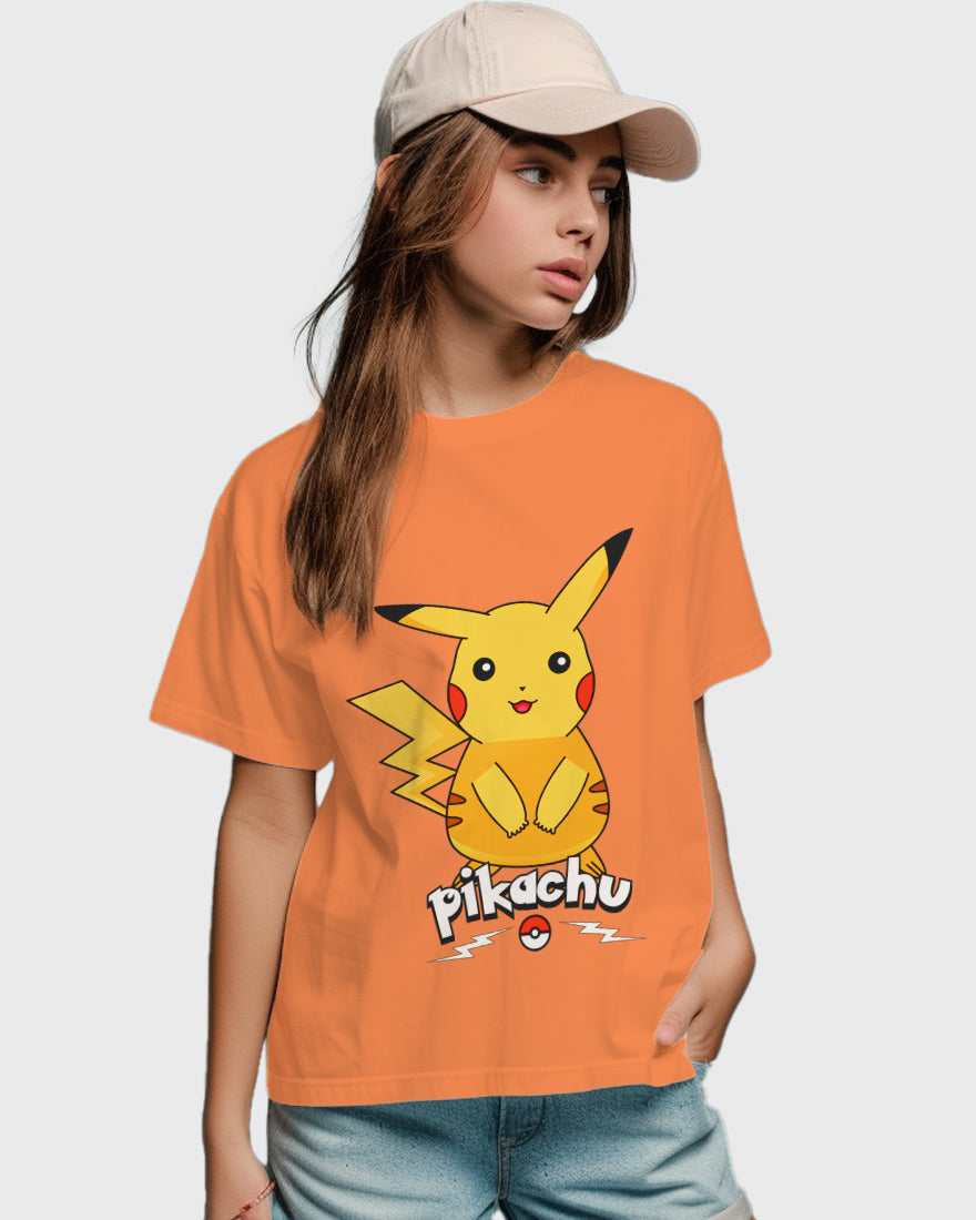 Womens Relaxed Fit TShirt Cartoon Pokeman Pikachu