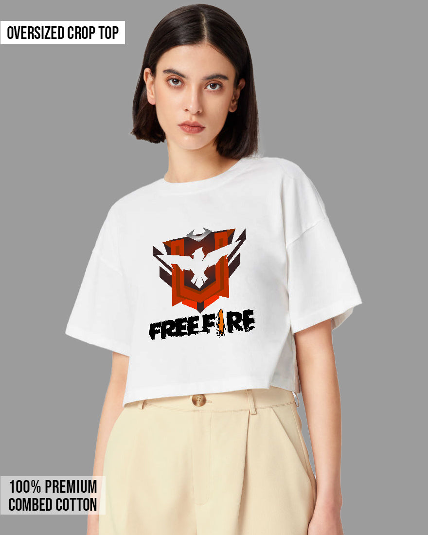 Womens Oversized Cropped TShirt Gaming Free Fire 2