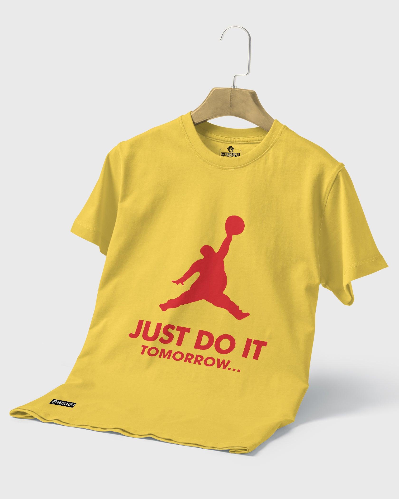 Mens T-Shirt Funky Logo Spoofs Just Do It Tomorrow - Metro Apes