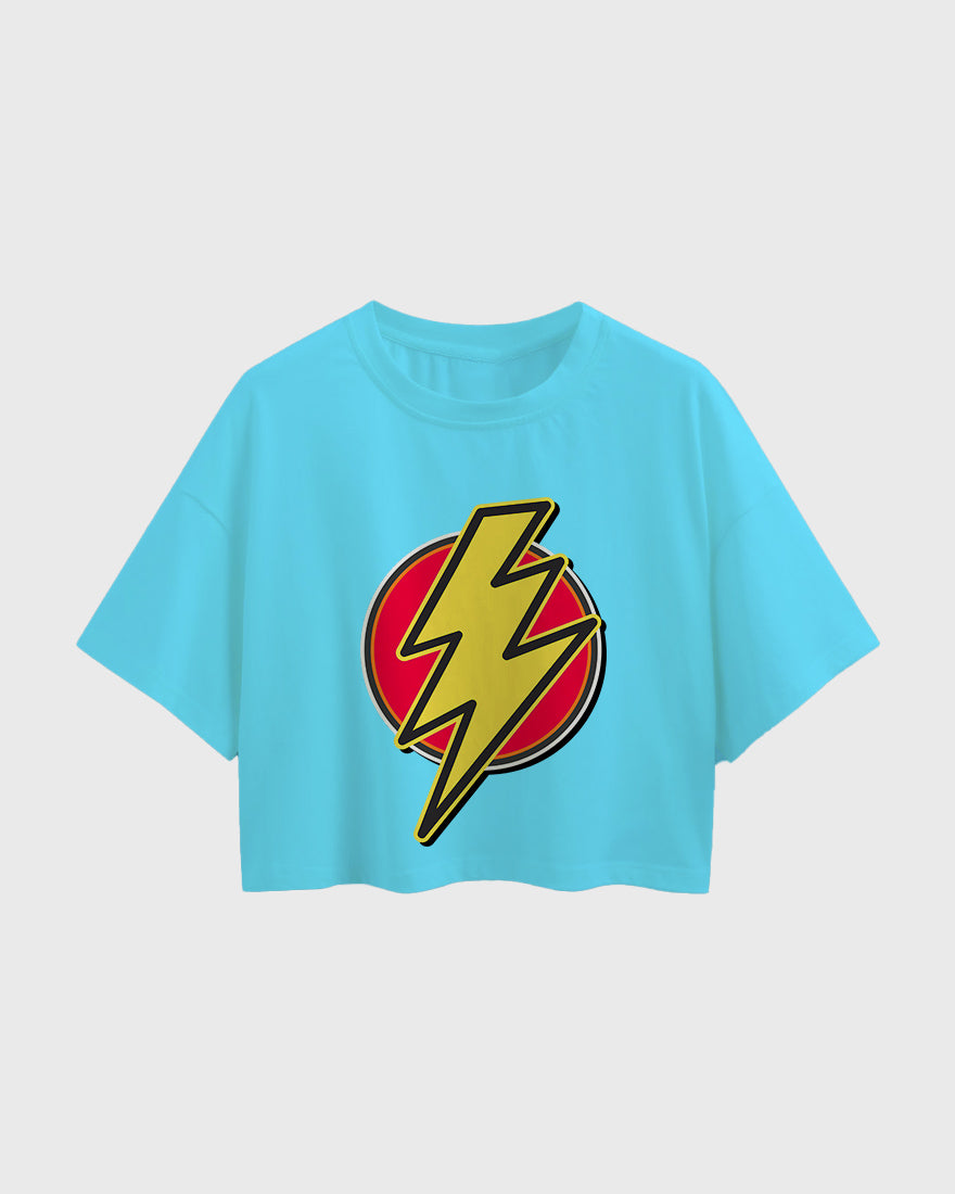 Womens Oversized Cropped TShirt Movies Flash Logo2