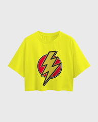 Womens Oversized Cropped TShirt Movies Flash Logo2