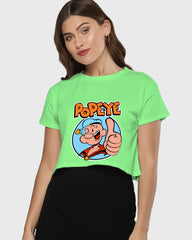 Womens Cropped TShirt Cartoon Popeye