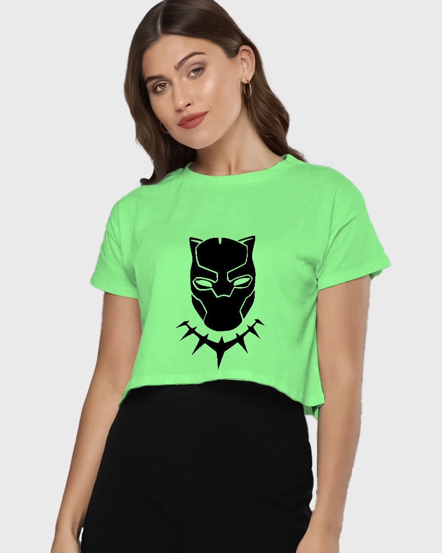 Womens Cropped TShirt Movies Black Panther Mask