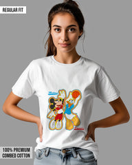 Womens Relaxed Fit TShirt Cartoon Micky & Donald