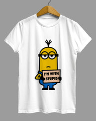 Womens Relaxed Fit TShirt Cartoon Minion Im Stupid