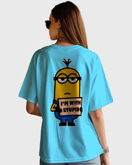 Womens Oversized TShirt Cartoon Minion Im Stupid