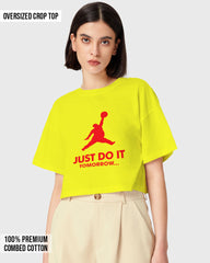 Womens Oversized Cropped TShirt Funky Just Do It