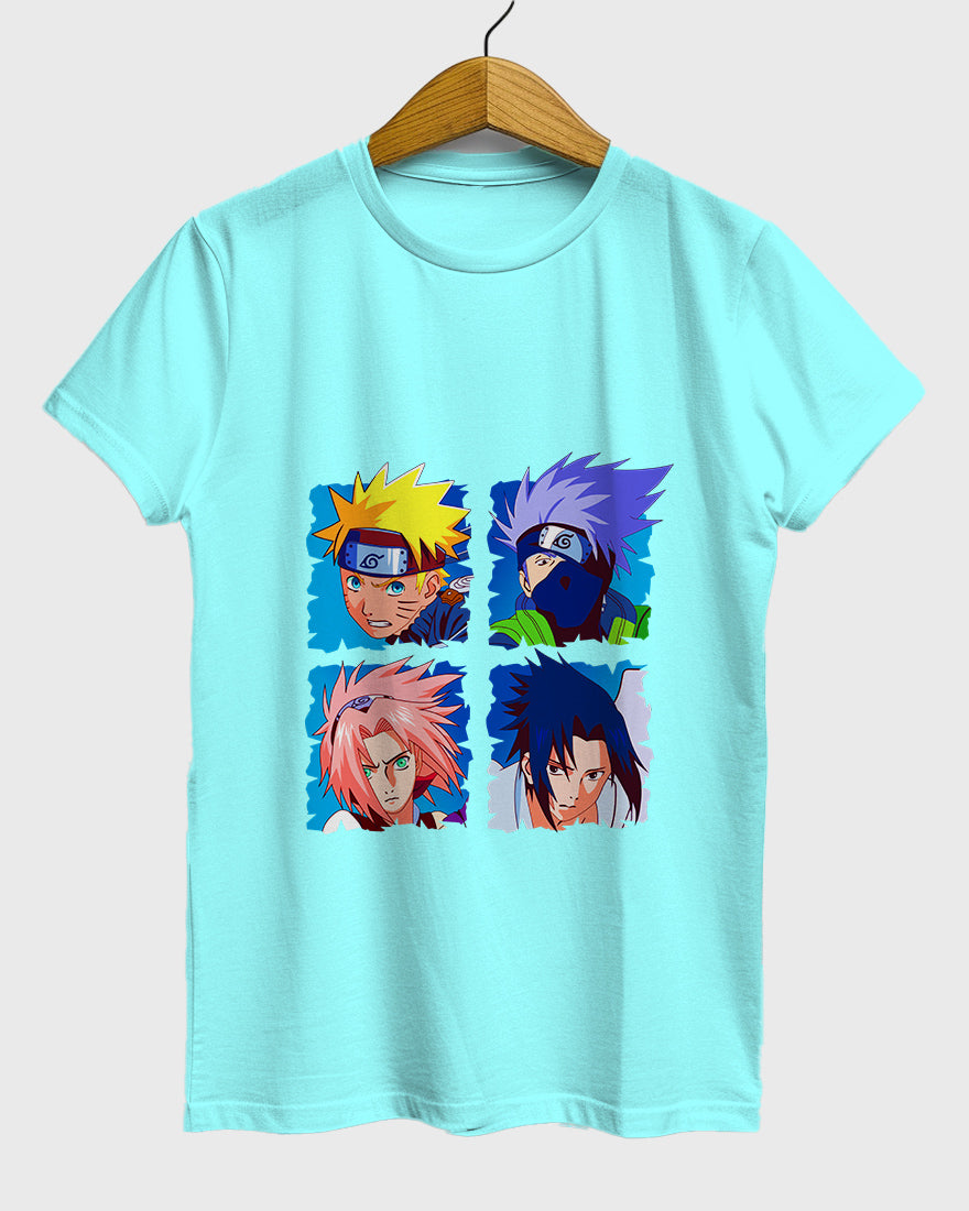 Womens Relaxed Fit TShirt Anime Naruto & Team