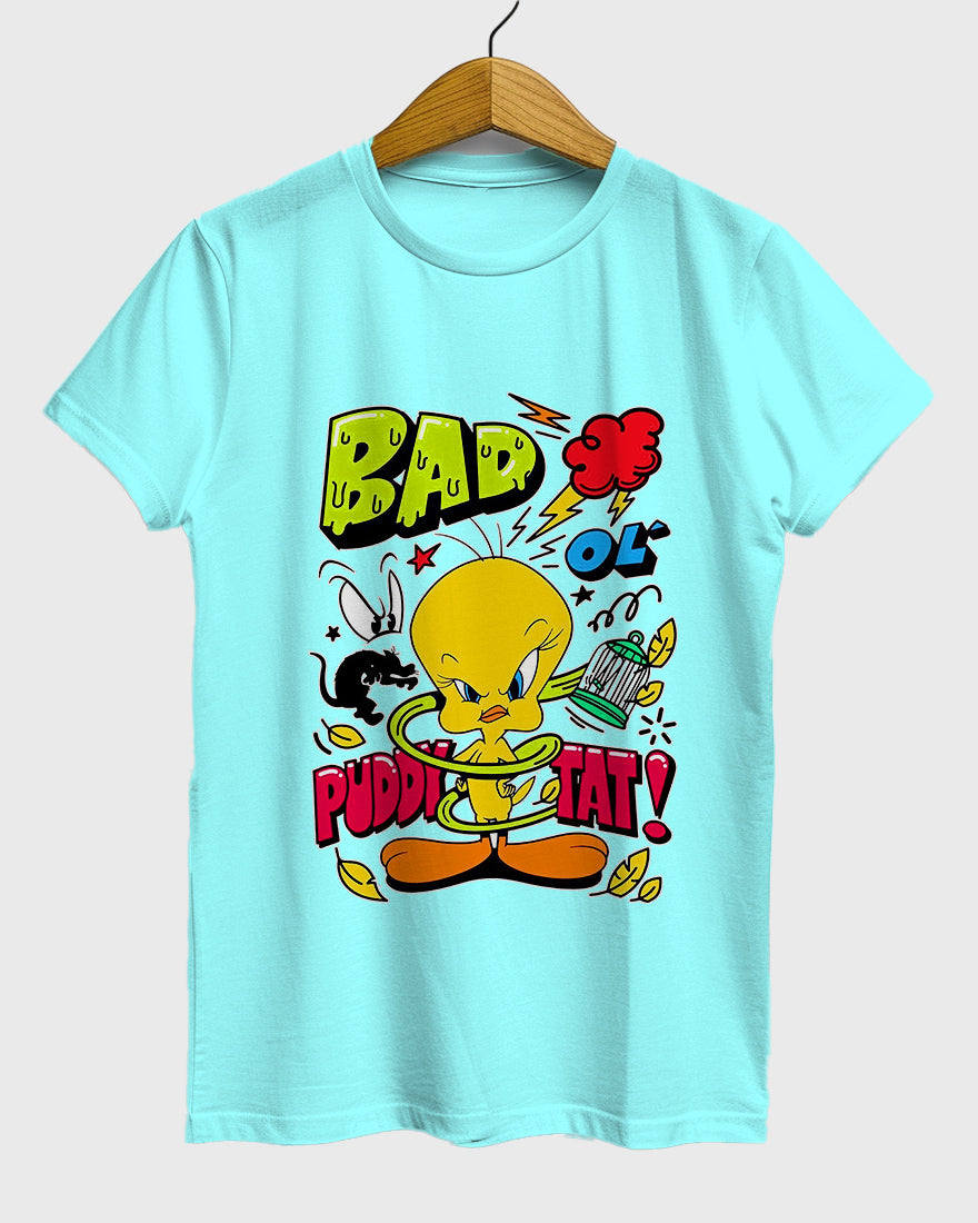 Womens Relaxed Fit TShirt Cartoon Angry Tweety