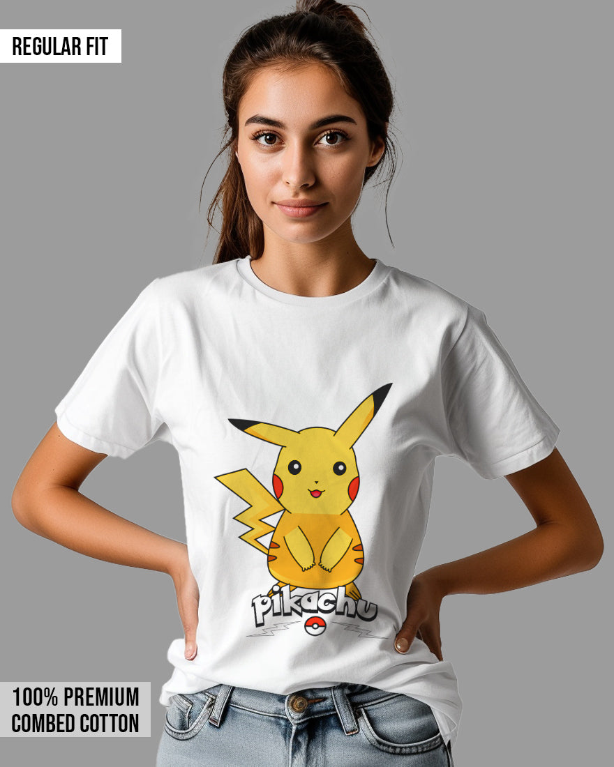 Womens Relaxed Fit TShirt Cartoon Pokeman Pikachu