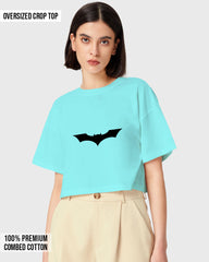 Womens Oversized Cropped TShirt Movies Batman Logo