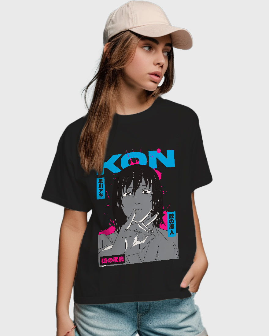 Womens Relaxed Fit TShirt Anime Chainsawman Kai Kon