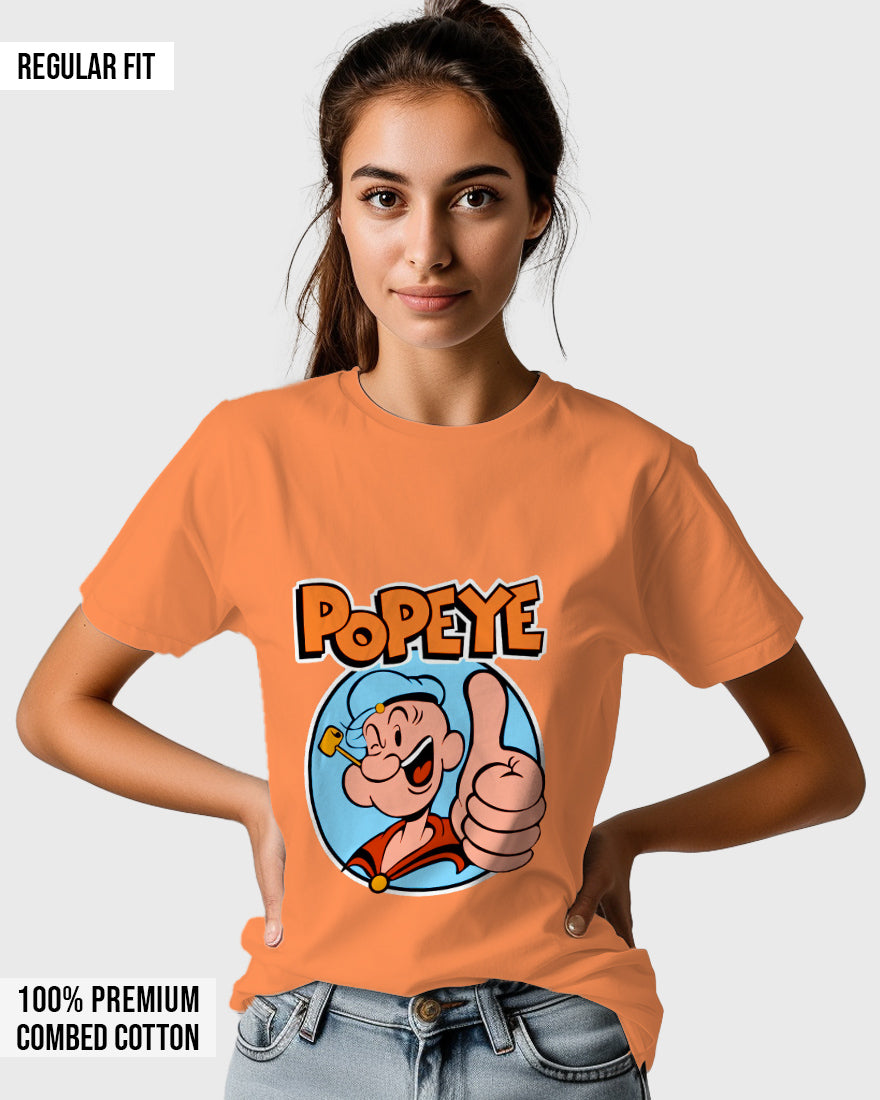 Womens Relaxed Fit TShirt Cartoon Popeye