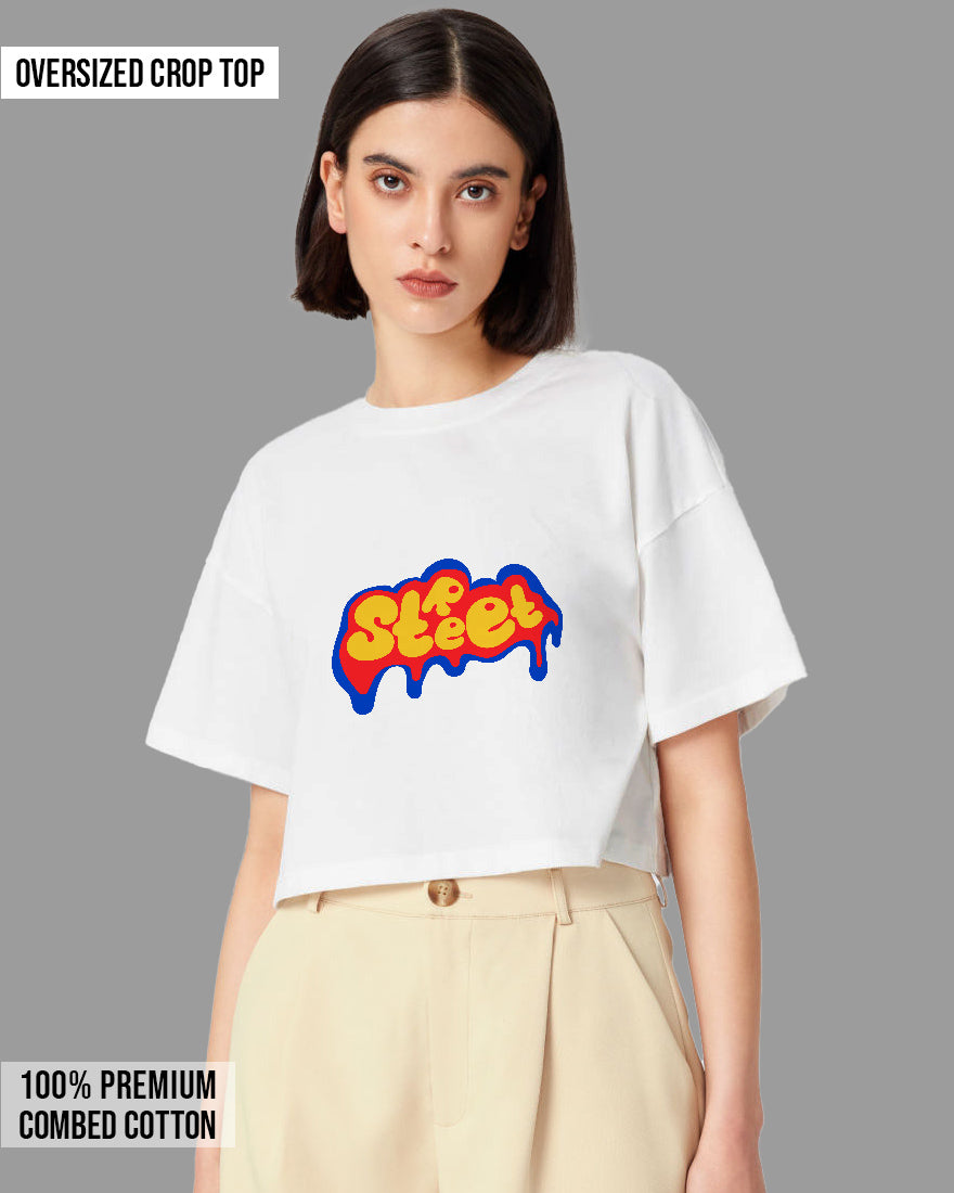 Womens Oversized Cropped TShirt Funky Street