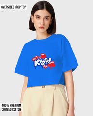 Womens Oversized Cropped TShirt Funky Kiss