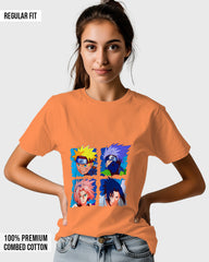 Womens Relaxed Fit TShirt Anime Naruto & Team