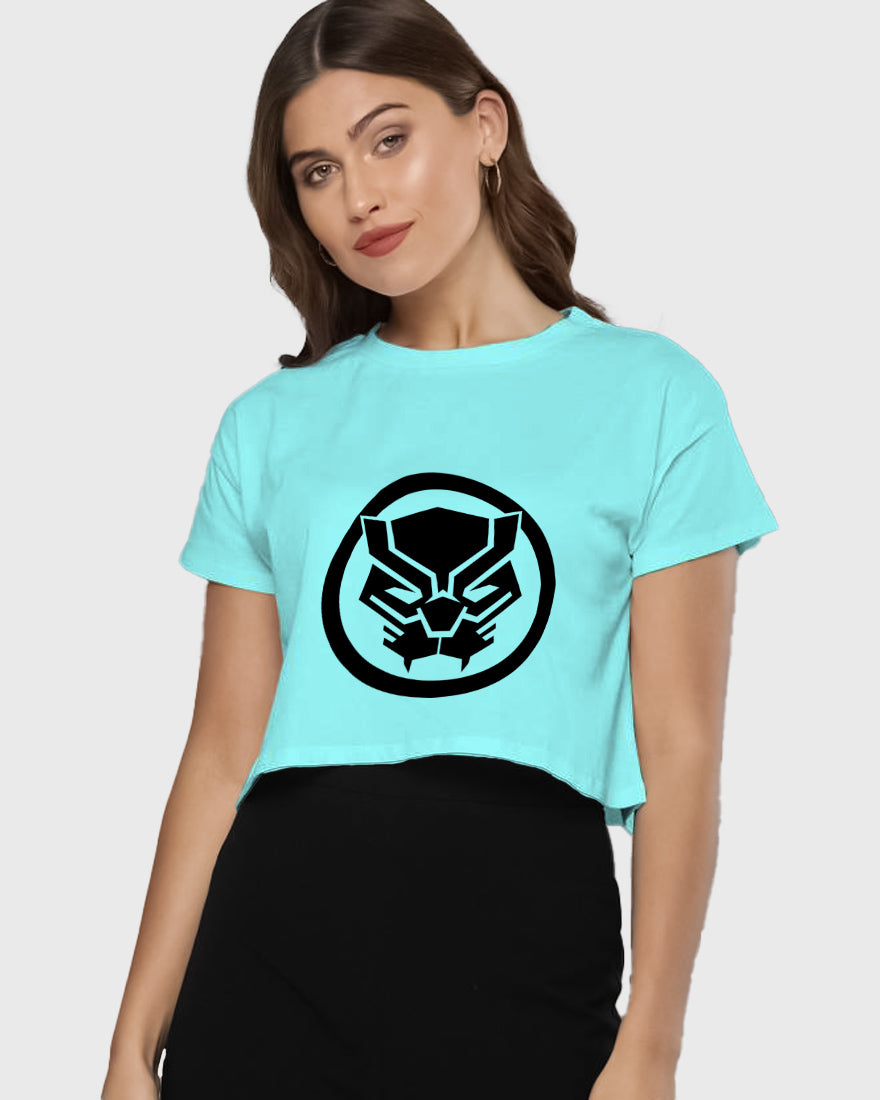 Womens Cropped TShirt Movies Black Panther Logo