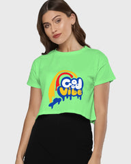 Womens Cropped TShirt Funky Good Vibes