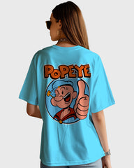 Womens Oversized TShirt Cartoon Popeye