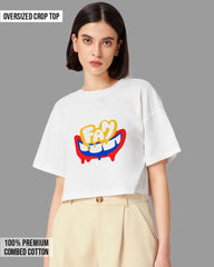 Womens Oversized Cropped TShirt Funky Fan