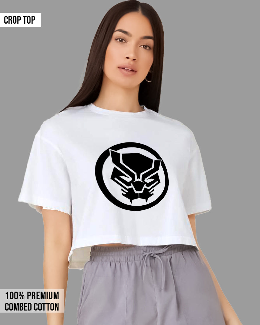 Womens Cropped TShirt Movies Black Panther Logo