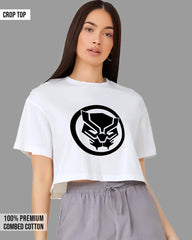 Womens Cropped TShirt Movies Black Panther Logo