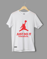 Mens T-Shirt Funky Logo Spoofs Just Do It Tomorrow - Metro Apes