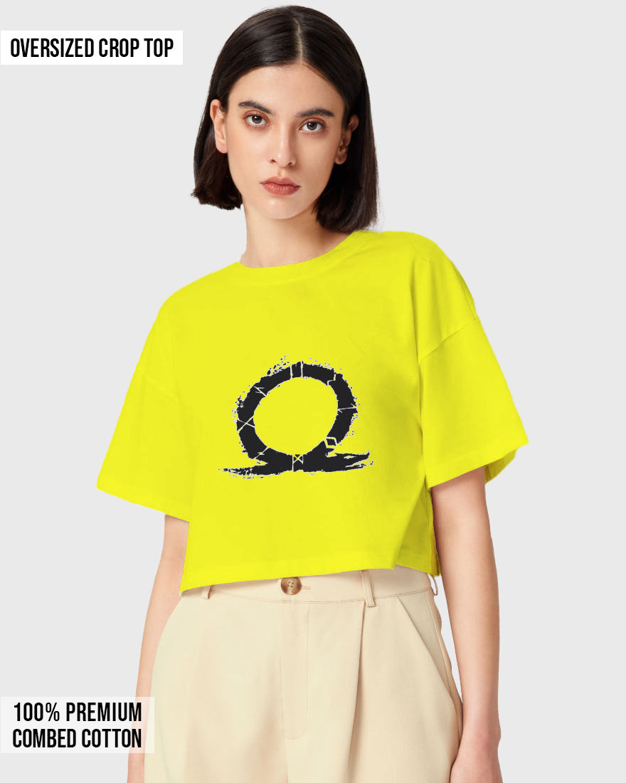 Womens Oversized Cropped TShirt Gaming God Of War Logo