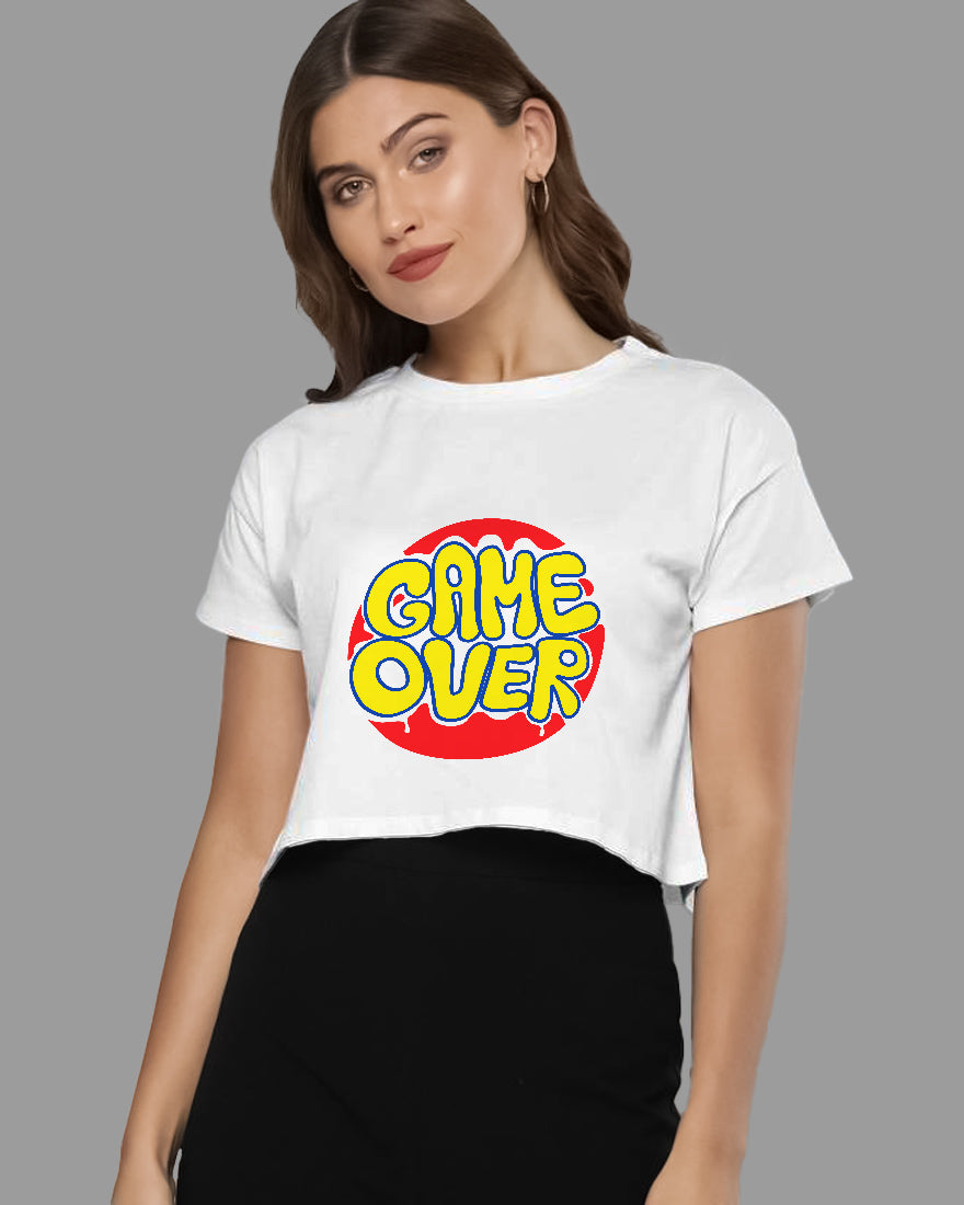 Womens Cropped TShirt Funky Game Over