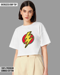 Womens Oversized Cropped TShirt Movies Flash Logo2