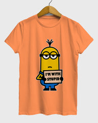 Womens Relaxed Fit TShirt Cartoon Minion Im Stupid