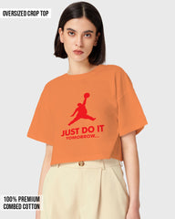 Womens Oversized Cropped TShirt Funky Just Do It