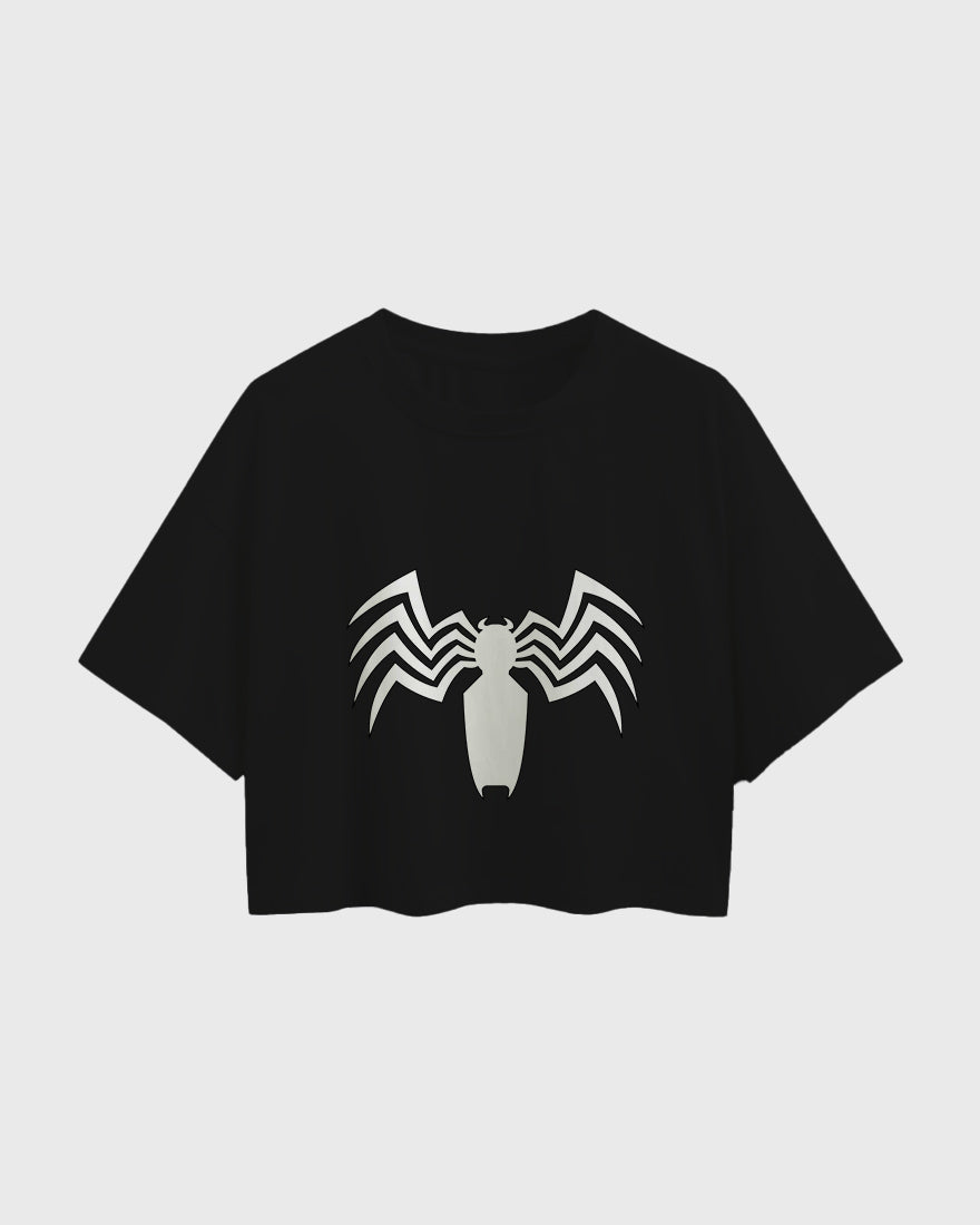 Womens Oversized Cropped TShirt Movies Venom Logo