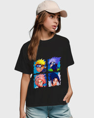 Womens Relaxed Fit TShirt Anime Naruto & Team