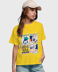 Womens Relaxed Fit TShirt Cartoon Mickey Hide & Squeak