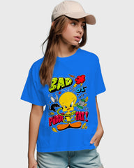 Womens Relaxed Fit TShirt Cartoon Angry Tweety