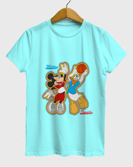 Womens Relaxed Fit TShirt Cartoon Micky & Donald