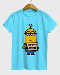 Womens Relaxed Fit TShirt Cartoon Minion Im Stupid