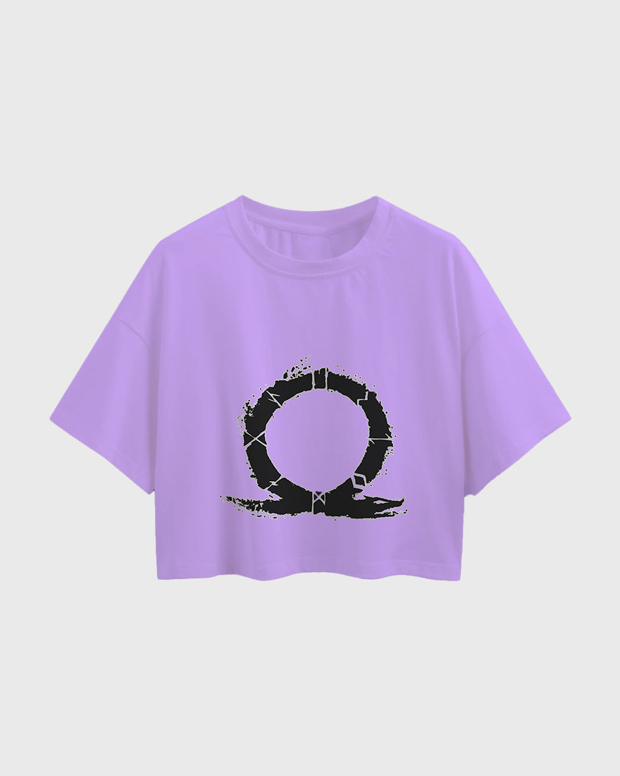 Womens Oversized Cropped TShirt Gaming God Of War Logo