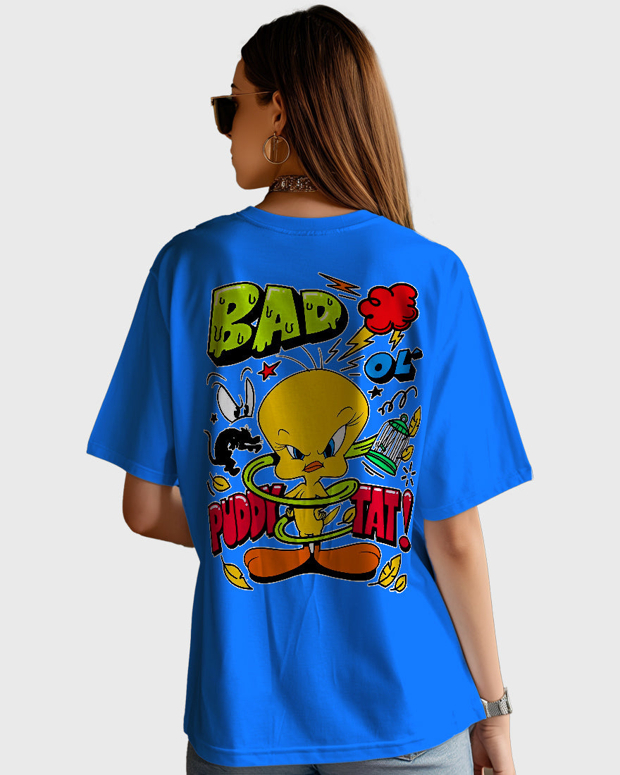 Womens Oversized TShirt Cartoon Angry Tweety