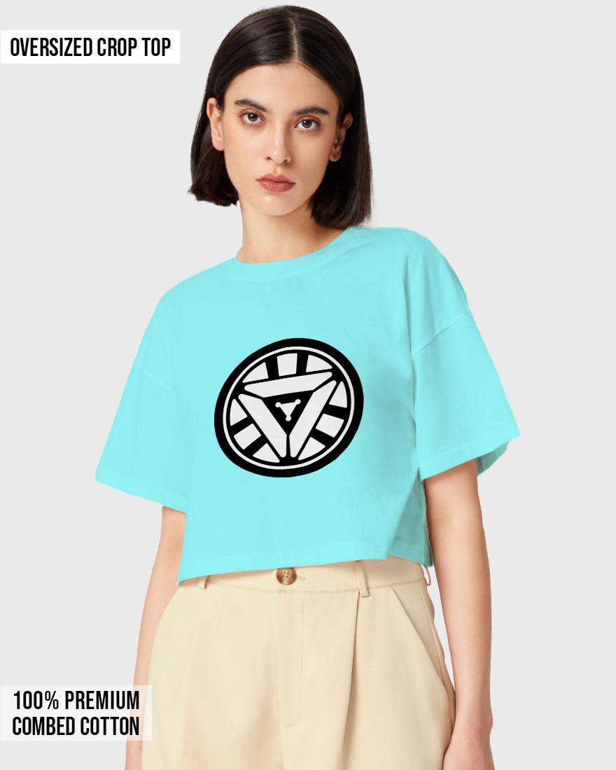 Womens Oversized Cropped TShirt Movies Iron Man Arc Reacter