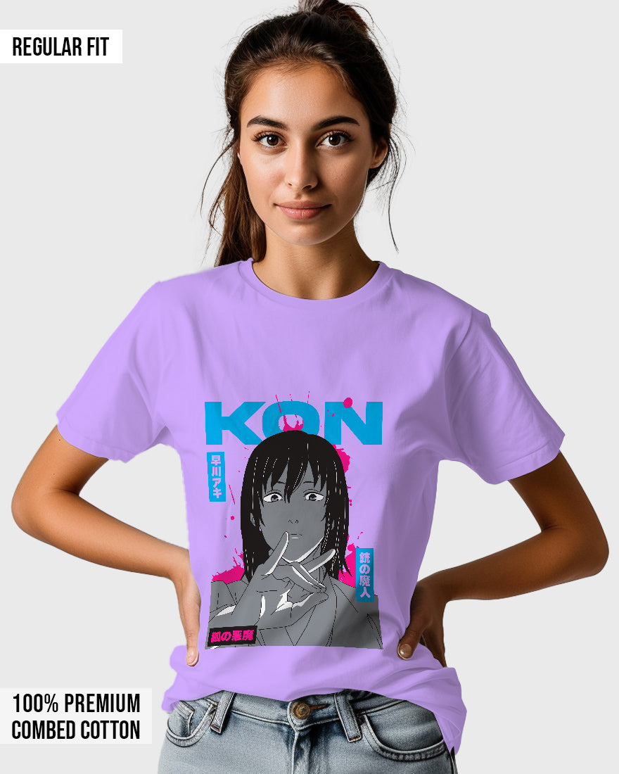 Womens Relaxed Fit TShirt Anime Chainsawman Kai Kon