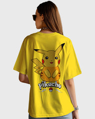 Womens Oversized TShirt Cartoon Pokeman Pikachu