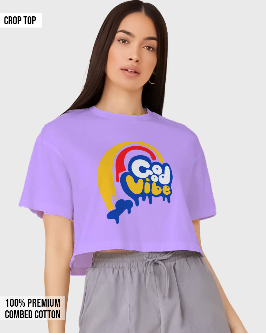 Womens Cropped TShirt Funky Good Vibes