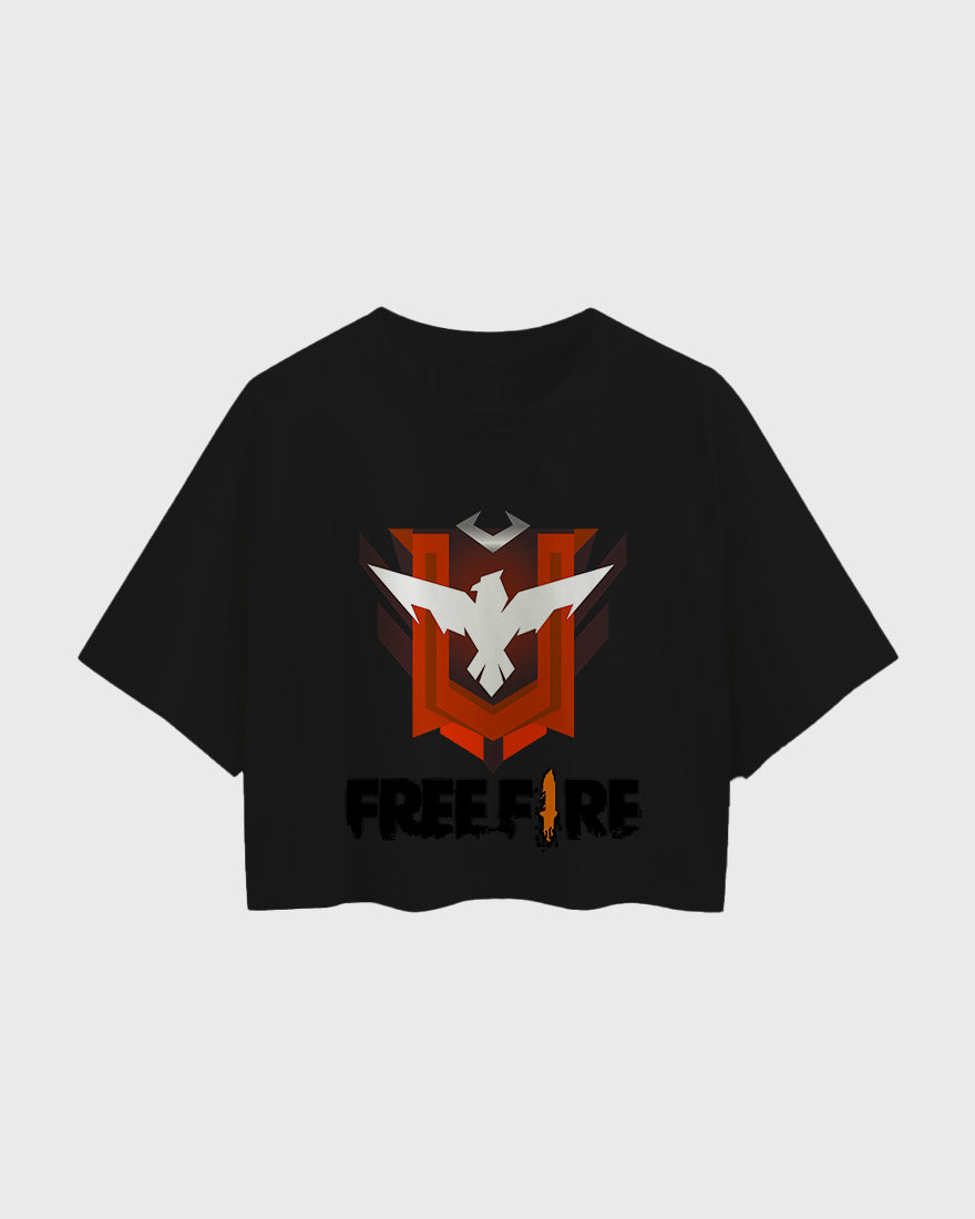 Womens Oversized Cropped TShirt Gaming Free Fire 2