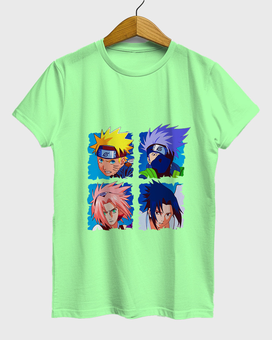 Womens Relaxed Fit TShirt Anime Naruto & Team