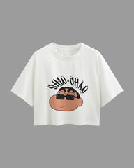 Womens Oversized Cropped TShirt Cartoon Sinchan