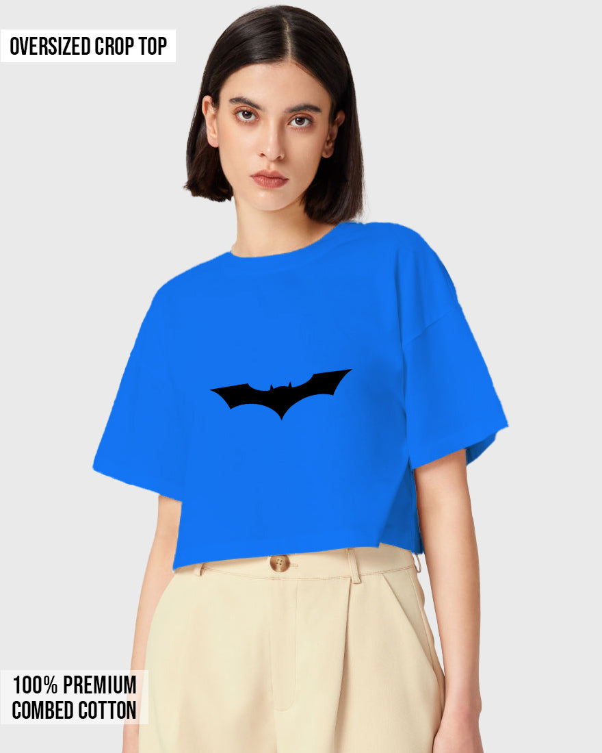 Womens Oversized Cropped TShirt Movies Batman Logo