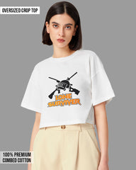 Womens Oversized Cropped TShirt Gaming Pubg 2